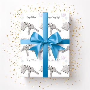 New Home Gift Wrap, Happy Closing Day Wrapping Paper, Real Estate New Move Present Paper, First House Gift for Couple, Realtor Business Gift
