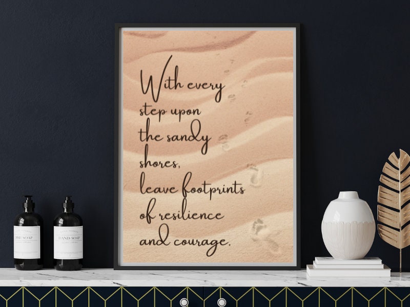 Beach Quote Wall Art Printable Sand Footprints Art Gift Download