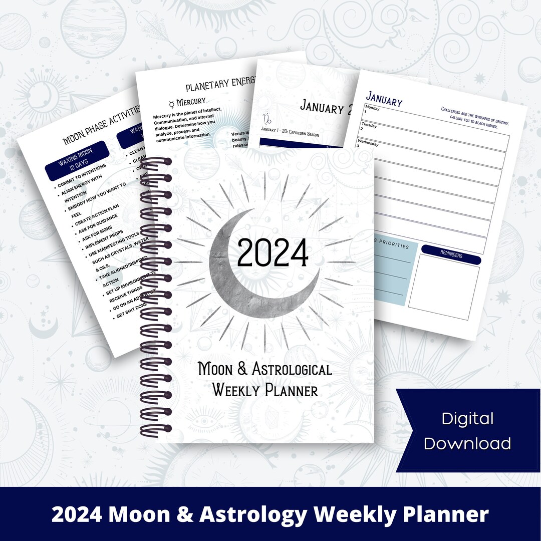 2024 Moon and Astrology Planner Printable Moon Phase Planner 2024