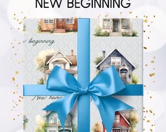 New House Gift Wrap, New Home Wrapping Paper, Housewarming Present, Real Estate, Moving Day