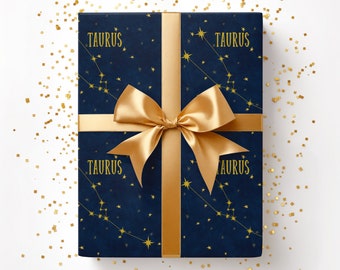 Taurus Constellation Gift Wrap: Elegant Night Astrology Wrapping Paper, Taurus Season, Star Sign