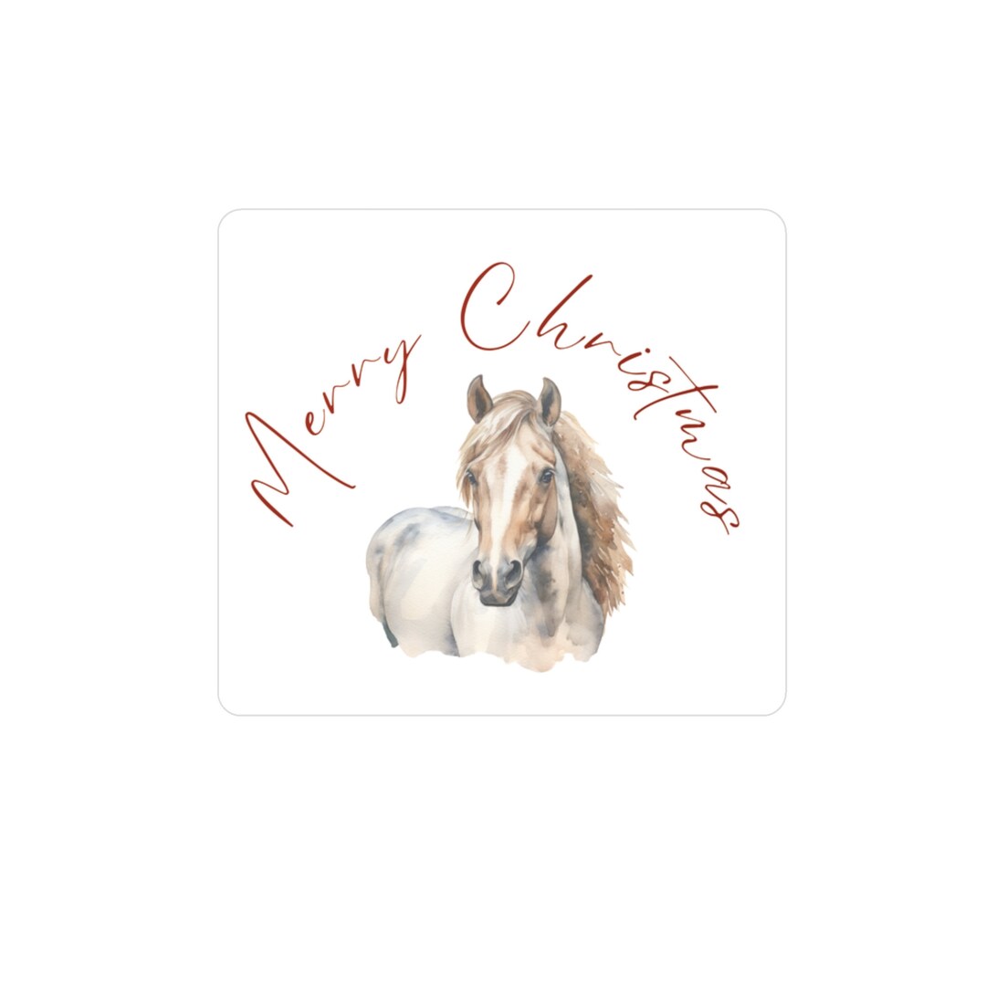 Merry Christmas Horse Sticker Gift Horse Laptop Sticker Equine Holiday ...