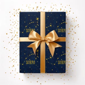 Dark Scorpio Zodiac Constellation Gift Wrap, Astrology Wrapping Paper, Zodiac Present Paper for Teen, Star Sign Birthday, Scorpio Season