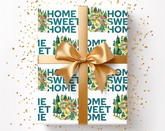 Home Sweet Home Gift Wrap, Housewarming Present, New Neighborhood Wrapping Paper