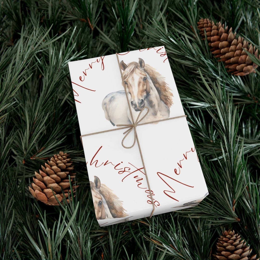 Merry Christmas Horse Wrapping Paper Festive Gift Wrap With Etsy
