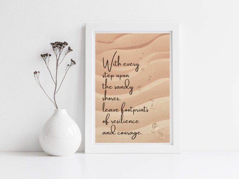 Beach Quote Wall Art Printable Sand Footprints Art Gift Download