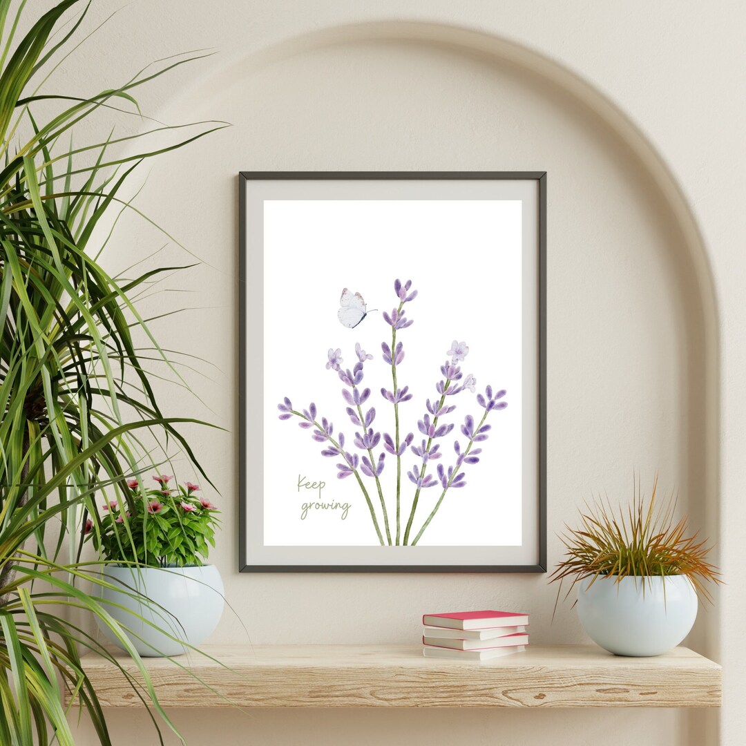 Lavender Flower Wall Art Printable Floral Watercolor Poster Etsy