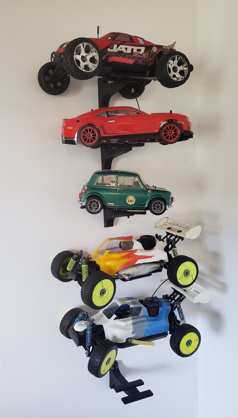 RC Wall Mount for Axial, Arrma, Redcat, HPI, Kyosho, Tamiya, Losi, Team Associated, Traxxas RC cars, trucks and buggies.