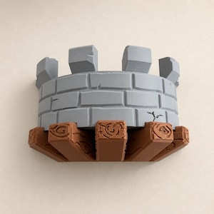 Medieval Castle Wall Shelf, Fantasy Display for Figurines, Dice, Controllers