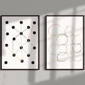 Minimalist Geometric Art Set | Lines and Circles Modern Wall Decor | Abstract Poster Pair | Digital Download Printable Art