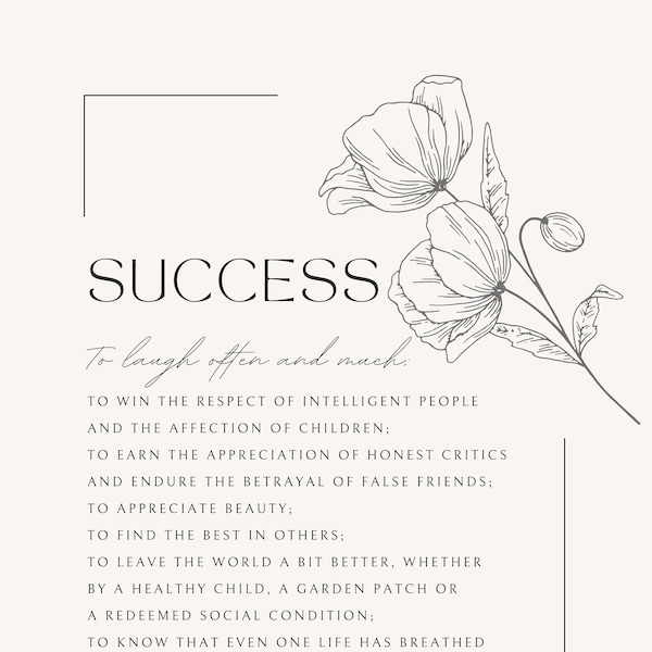 Success - To Laugh Often and Much poem digital printable