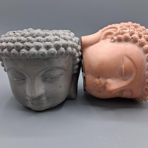 Maceta de hormigón con forma de cabeza de Buda, maceta pequeña para suculentas, decoración de escritorio zen, regalo para meditación.