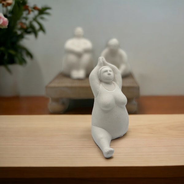 Yoga statue Super curvy plus-size  |Body positive art | Female form sculpture  |Nightstand decor | Unique sculpture |