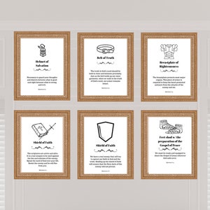 Ephesians 6:10-20 Full Armor of God, Helmet - Breastplate - Sword - Shoes - Belt - Shield, Digital Artwork, Downloadable Illustrations