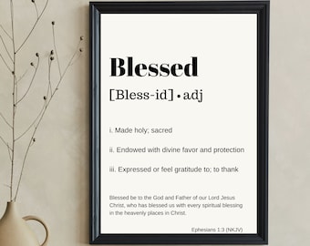 Blessed, Biblical Words and Definition Illustration, Christian Artwork, Digital Download, Holy Scriptures, INSTANT DOWNLOAD