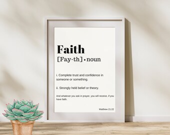 Faith, Biblical Words and Definition Illustration, Christian Artwork, Digital Download, Holy Scriptures, INSTANT DOWNLOAD