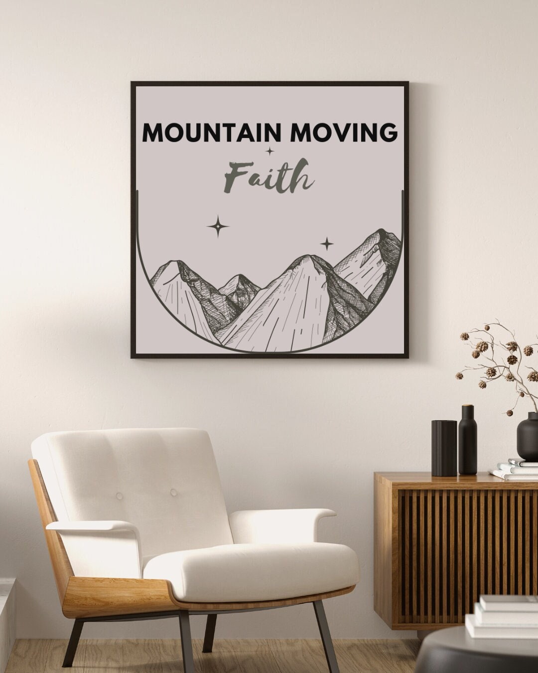 Printable Biblical Artwork, Mountain Moving Faith, Faith Pleases God, Digital Artwork, Downloadable Illustrations, INSTANT DOWNLOAD