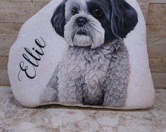 Custom Painted Pet Portrait on Stone
