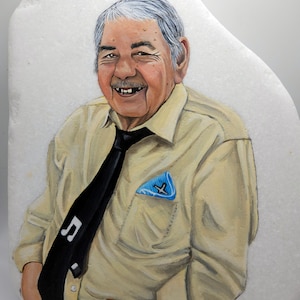 Custom Painted Portrait on Rock / Santorini Stone (Family / friend)
