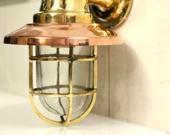 Nautical Style New Marine Ship Bulkhead Wall Light Sconce With Copper Shade