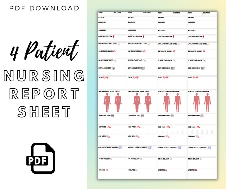 Printable Nurse SBAR Sheet, Nurse Report Sheet Med Surg, Patient Report ...