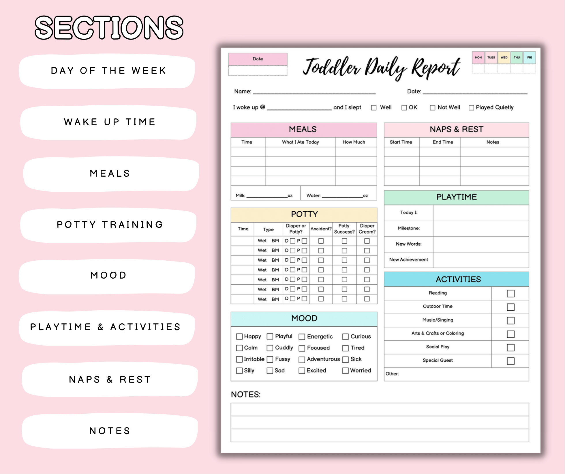 Toddler Daily Log Daycare Printable Toddler Log Toddler Log Toddler Toddler daily log daycare printable toddler log toddler log toddler