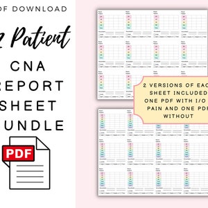 CNA Report Sheet Bundle: 12 Patient Tracker, Vital Signs Log (PDF) - Etsy
