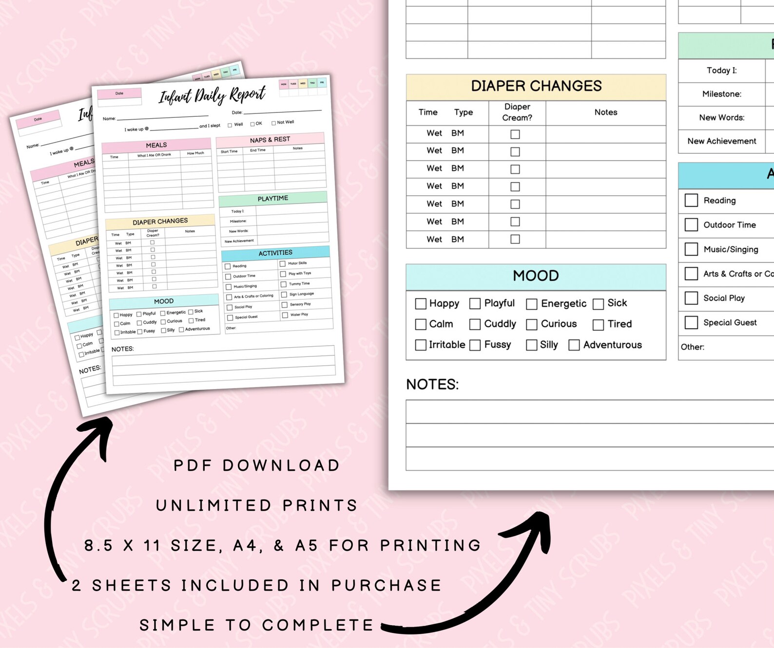 Infant Daily Sheet Printable Daycare Infant Baby Log Infant - Etsy