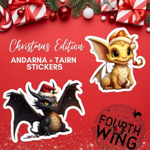 Fourth Wing Stickers (2 stickers included) | Andarna & Tairn Stickers | Fourth Wing Merch Christmas Edition | Fourth Wing Kindle Stickers