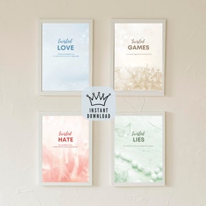 Ana Huang Twisted Series Wall Art Download digitale / Twisted Love Bookish Art Download / Download carta regalo amante del libro / Arredamento libresco