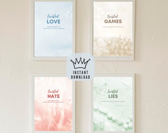 Ana Huang Twisted Series Wall Art Download digitale / Twisted Love Bookish Art Download / Download carta regalo amante del libro / Arredamento libresco