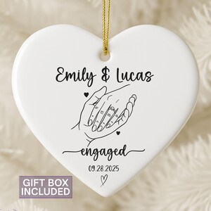Engaged Ornament 2025 - Custom Engagement Ornament with Names & Date - Personalized Wedding Ornament - First Christmas Engaged