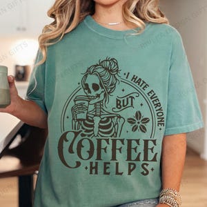 Skeleton Coffee Shirt, Comfort Colors Retro Coffee Shirt, Funny Coffee Tshirt, Gift for Coffee Lover and Baristas, Trendy Coffee Lovers Tee