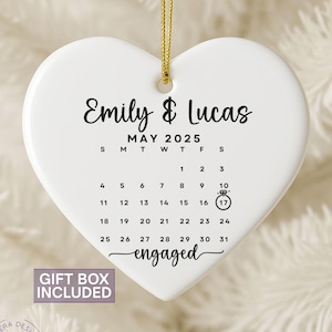Engaged Ornament 2025 - Custom Engagement Ornament with Names & Date - Personalized Wedding Ornament - First Christmas Engaged