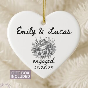 Engaged Ornament 2025 - Custom Engagement Ornament with Names & Date - Personalized Wedding Ornament - First Christmas Engaged