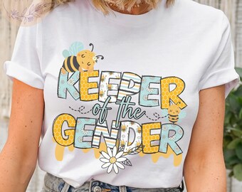 Keeper of the Gender Bumble Bee Hive Shirt, Bee Themed Gender Reveal T-shirt, Shirt for Gender Keeper Family Gift, Gender Announcement Tee