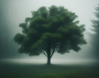 Tree in The Rain Digital Painting