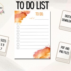 Orange Watercolor Printable To-Do List