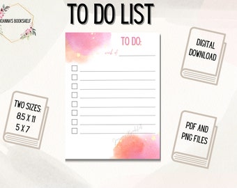 Pink Watercolor Printable To-Do List