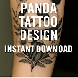 Panda Tattoo Design + Stencil – Fine Line Style – Digital Download