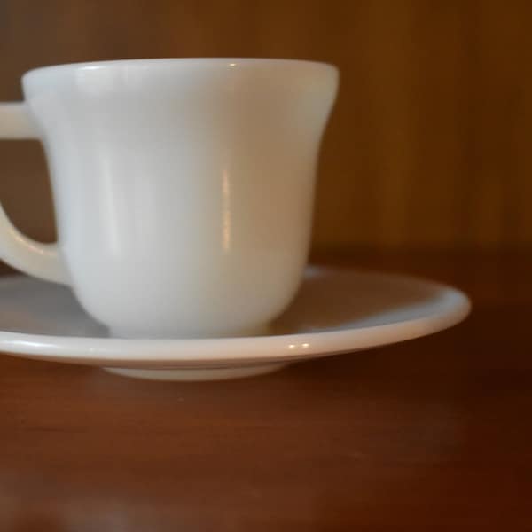 Hazel Atlas 20th Century Little Hostess Milk Glass Cup and Saucer