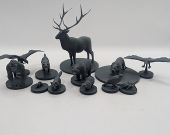 10 Forest Druid Wild Shapes | Ape, Badger, Bear, Elk, Hawk, Tiger, Rat, Red Panda, Spider, Wolf Dungeons and Dragons Miniature Resin Printed