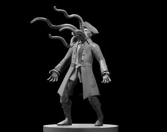 DnD Mini Figurine Aberrant Pirate Captain: 3D Printed Resin Dungeons and Dragons Miniatures