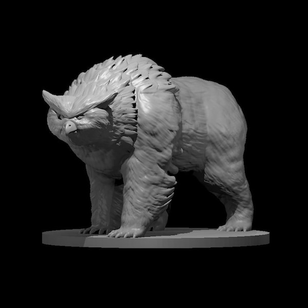 DnD Minifig Owlbear Dungeons and Dragons Mini Figurine Resin 3D Printed Owl Bear