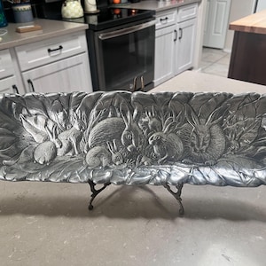 Arthur Court aluminum bunny tray 1986