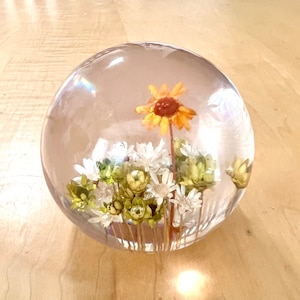 Lucite Daisyglas paperweight
