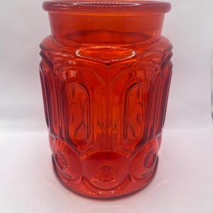 LE Smith red moon and stars glass vintage canister 8”