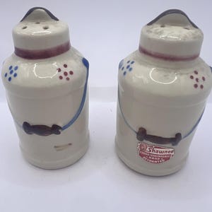 Shawnee hand painted vintage milk canister salt and peppers