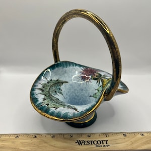 Vintage hand painted China basket made in Italy