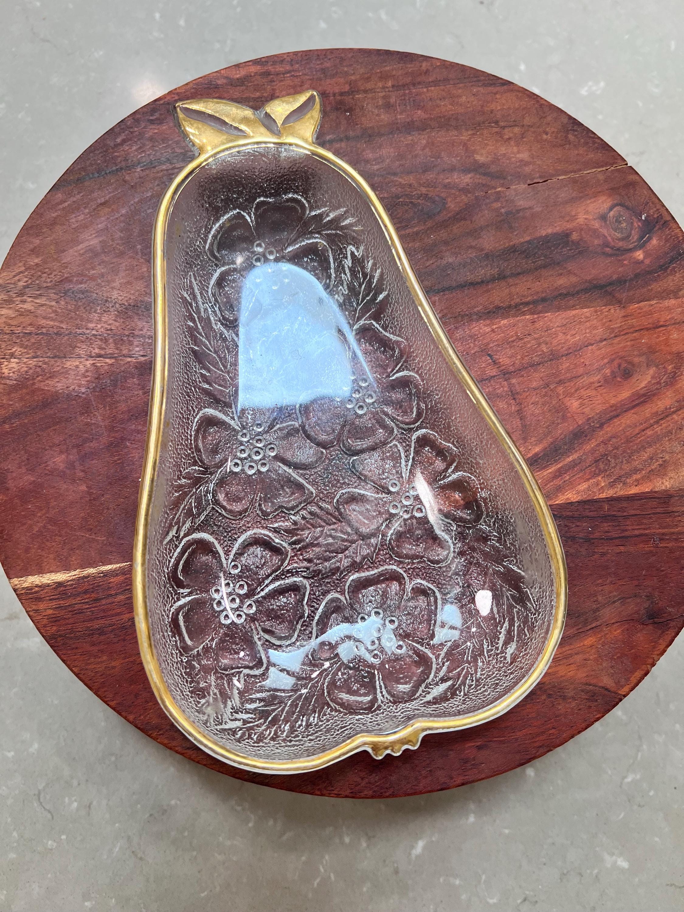 ヘーゼルアトラスの金縁ガラス製洋梨皿 - Etsy 日本